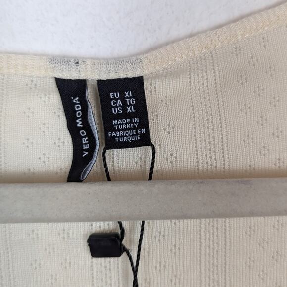 NWT Vero Moda Short Sleeve Lettuce Edge V-Neck Top Size XL - Picture 6 of 9